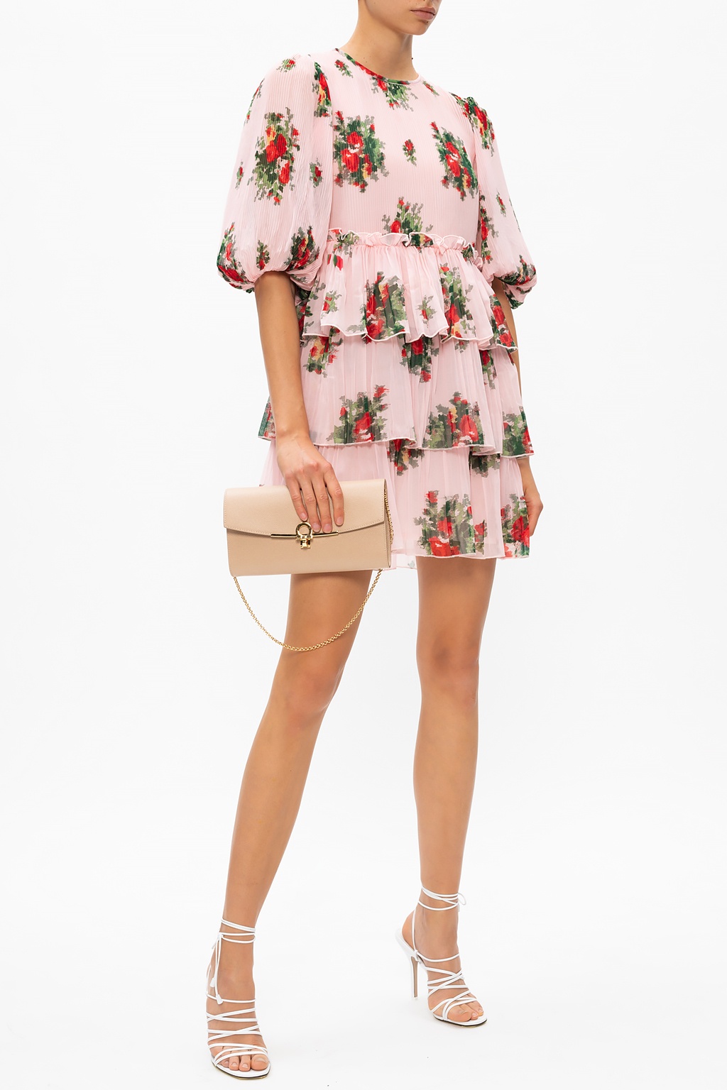国内発送☆送関税込【GANNI】Flared dress GANNI(ガニー)のPleated Georgette Flounce Smock Midi Dress